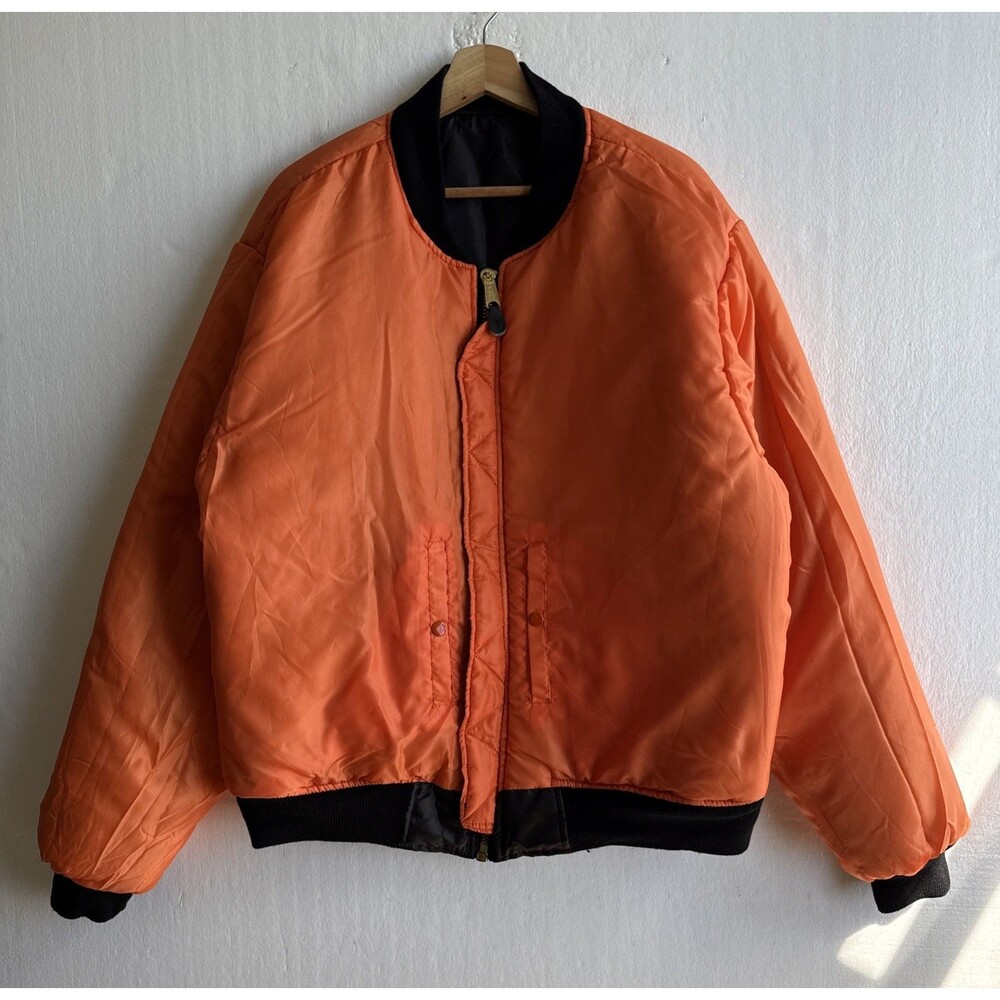 Rothco Boeing MA-1 Bomber Jacket Men’s 2XL Black Nylon MIL-J-6141 Orange - Picture 6 of 11